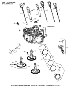 Zt730-3045 Crankcase Diagram and Parts List for ZT730-3045  Cub Cadet Lawn Tractor